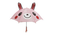 ピンク色3dの設計保安帽10mmの金属のシャフト・フレームが付いているかわいい子供の傘 サプライヤー